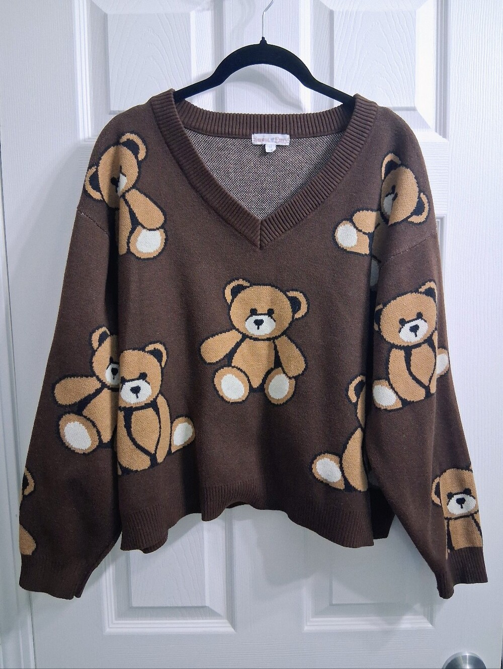 Sweet Envy Teddy Bear Sweater Cozy Warm 3x V-neck